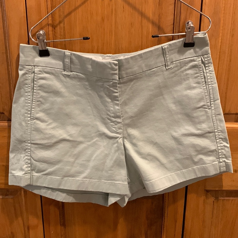 J. Crew 4” chino shorts NWOT, light sage color, size 10